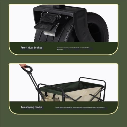Portable Camping Cart,Outdoor Foldable Beach Trolley Cart for Camping and Picnics Portable Hand Operated Camper Cart with Trailer for Outings