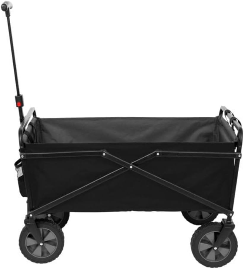 JSEIAJB Compact Outdoor Folding Utility Wagon, Black Portable Shopping Cart