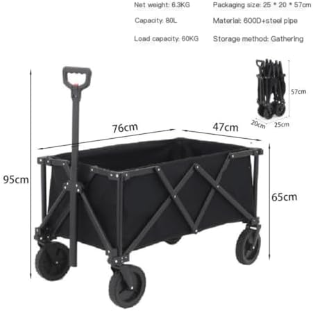 Portable Camping Cart,Folding Beach Cart Portable Mini Trolley for Camping Fishing Outdoor Activities