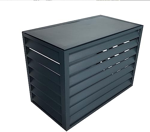 Aluminum Mini Split AC Cover for Outdoor Units, Noise Reduction Heat Pump Protection, Durable Weatherproof Air Conditioner Cover & Shelf Plant Stand, Seasons