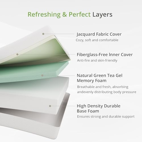 EGOHOME 8 Inch Twin Mattress, Memory Foam Mattress with Cooling Green 