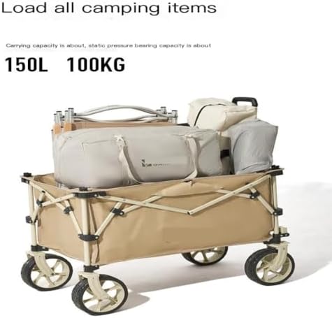 Portable Camping Cart,Beach Trolley Cart Camper Outdoor Portable Folding Cart with 150L Picnic Trailer Four Way Folding Design for Easy Transport and Storage