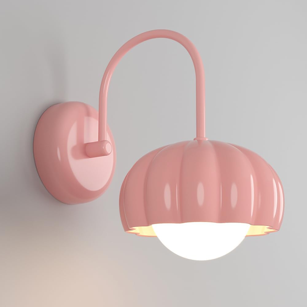 Lights Indoor Modern Pink Bedside Sconce Kids Room,Resin with Globe White PE,Bedside Reading G9 Metal Wall Sconces for Bedroom Living Room lamp