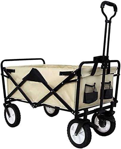 Portable Camping Cart,Portable Camping Trailer Beach Trolley Outdoor Folding Trolley Adjustable Handle Shopping Cart with Double Brakes 80kg/176lbs