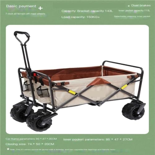 Portable Camping Cart,Outdoor Folding Beach Trolley Cart for Camping and Picnics Portable and Compact Pull Cart for Beach Camping and Outdoor Activities
