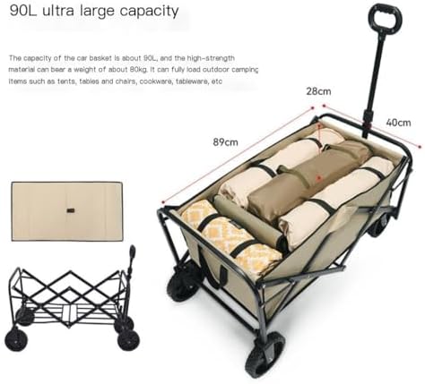 Portable Camping Cart,Beach Trolley Cart for Off Road Camping Portable Folding Campervan Trailer for Picnic Night Market Stall Outdoor Carts Ideal for Outdoor Adventures and Trav