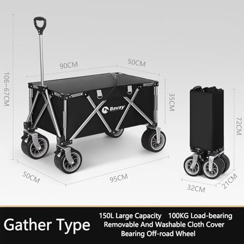 Portable Camping Cart,Outdoor Campitrolley,Portable Foldipicnic Heavy Duty Car,All Multi-Function Cargo Vehicle,Large Oxcloth Storage Cart,for Camping,Sports,Shopping/Beige