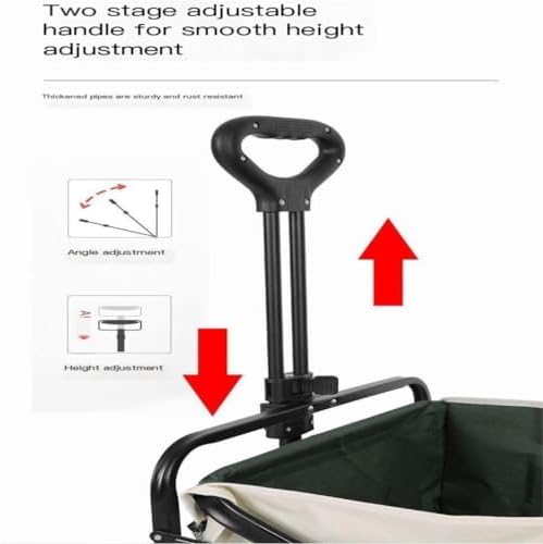 Portable Camping Cart,Outdoor Folding Beach Cart with Pull Rod Portable Camping Trolley for Camper Hand Push Trailer with Small Pull Car Foldable and Easy to Carry Black Color Id