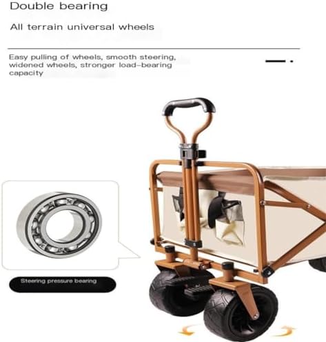 Portable Camping Cart,Outdoor Beach Trolley Cart with Foldable Design for Camping Picnic Grocery Shopping and Fishing Black