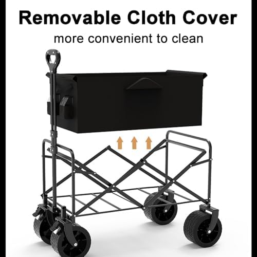 Heavy Duty Folding Camping Wagon Cart - 150Kg Capacity, Adjustable Handle, All-Terrain Wheels & Brake - Perfect for Beach, Garden, Picnic & Shopping