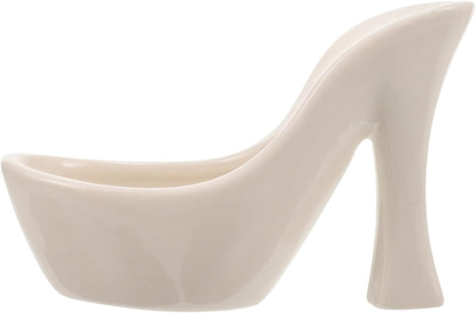 High Heel Shaped White Ceramic Flower Pot Small Decorative Vase for Su