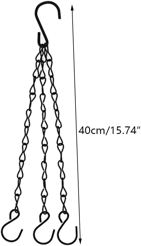 6 Pcs Hanging Chain, Heavy Duty 15.7 Inch Hanging Flower Basket Galvanized Replacement Chain -3Point Garden Plant Hanger for Outdoor Bird Feeders, Planters and Lanterns (Black) ¡­