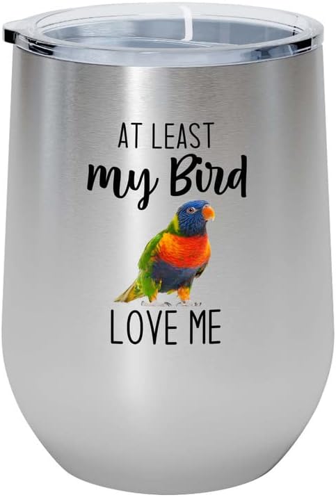 Bird Lover Silver Edition Wine Tumbler 12oz - Bird loves me - Hummingb