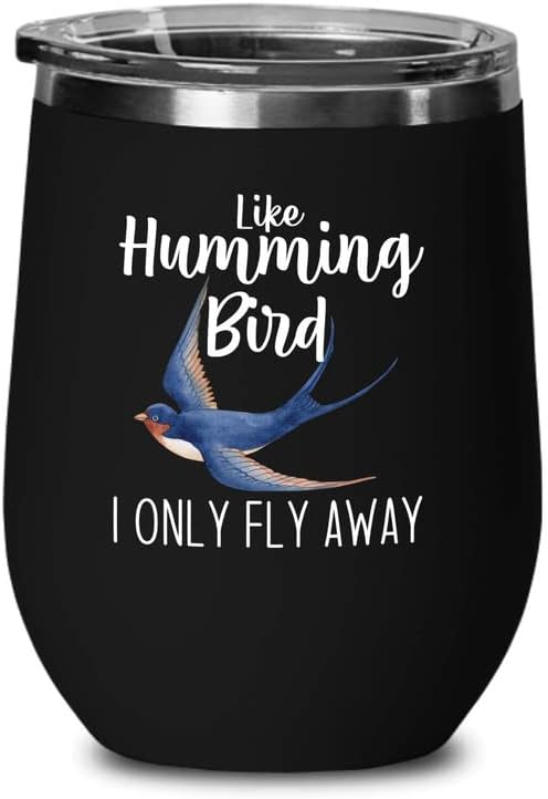 Bird Lover Black Edition Wine Tumbler 12oz - Humming Bird Fly Away - H