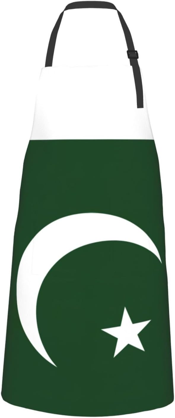 Flag of Pakistan Print Laundry apron 28x33 In Waterproof Kitchen Apron with Pockets for Cooking Baking