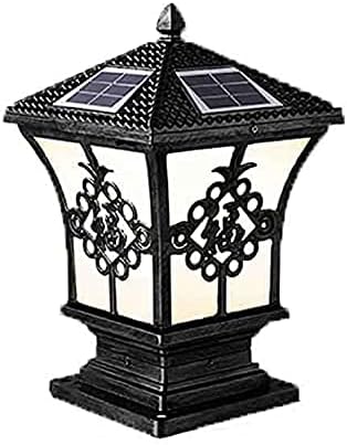 European StyleAntique Column Head Lamp Villa Wall Outdoor Door Solar Garden 220IP55Antirust Waterproof LED Pillar Lights Space: Community Courtyard Municipal Administration(Black,S20cm)