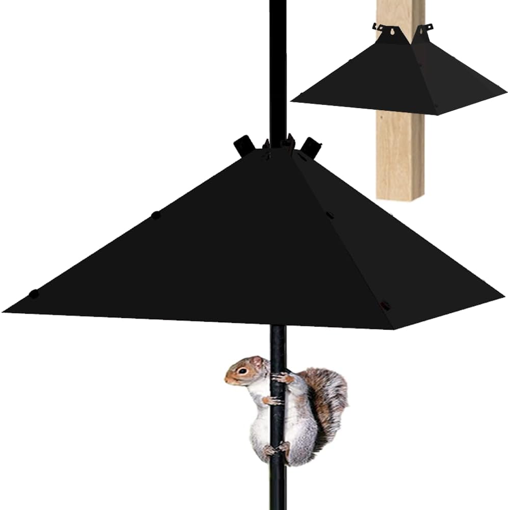 Metal Squirrel Baffle，Adjustable Opening Size Up to 4x4 Wide Wooden Post,Squirrel Baffle for Bird Feeders Without Removing Bird Feeder Poles Or Shepherd's Hooks.17inch