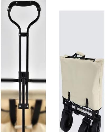 Portable Camping Cart,Portable Folding Beach Trolley Cart for Outdoor Camping Hand Pulled Trailer with Picnic Travel Equipment Black Color Ideal for Beach and Camping Trips.