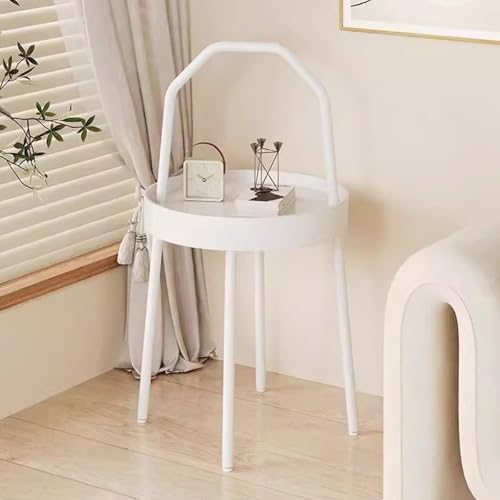 Modern Mini Portable Coffee Table, Stylish High-Leg Metal Design for Indoor/Outdoor Use, Versatile Plant Stand & Nightstand, Perfect for Casual Spaces (Black)