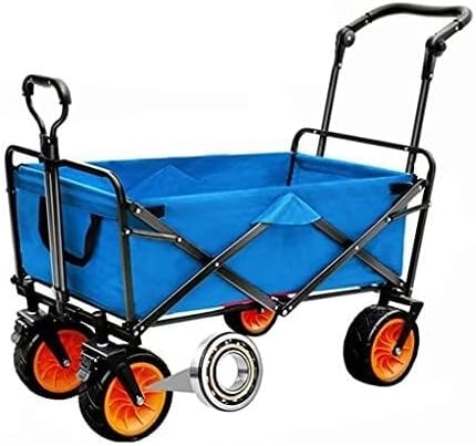 Portable Camping Cart,Outdoor Foldiutility Wagon Garden Foldable Wagon Cart, Portable Outdoor Transport Cart with Brake and Adjustihandle, Large Capacity, Load-Bea80Kg/176Lbs