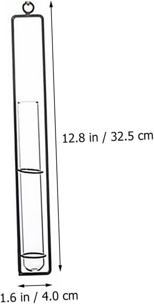 Glass Hanging Planter Tubes Iron Art Hydroponic Vase for and Garden De