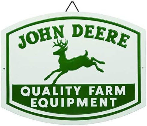 John Deere Quality Farm Equipment Embossed Metal Sign - Vintage John Deere Sign for Garage or Man Cave