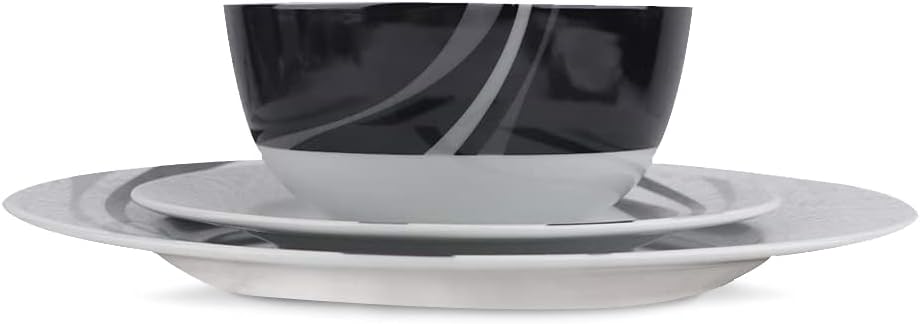 Amazon Basics 18-Piece Complete Kitchen Dinnerware Set, Microwave and 