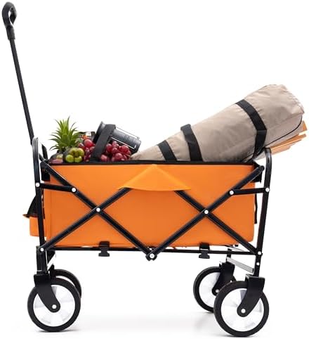 Collapsible Folding Wagon Cart - Lightweight All-Terrain Utility Cart for Camping, Shopping, Gardening, Sports, and Fishing - Portable, Durable, Easy to Store