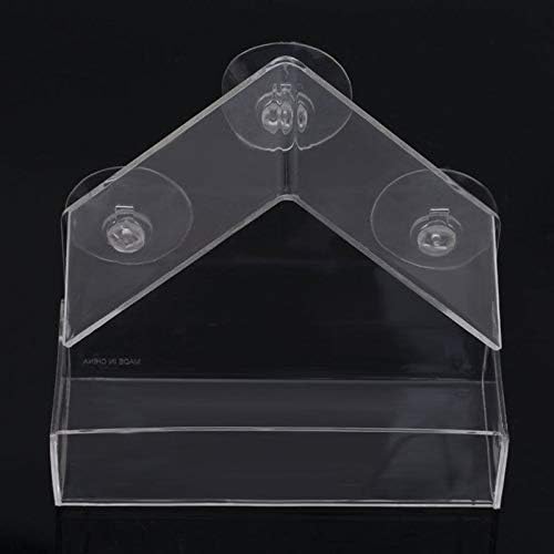Clear Glass Window Viewing Bird Hotel Table Seed Peanut Hanging Suction Adsorption House Type Feeder (L)