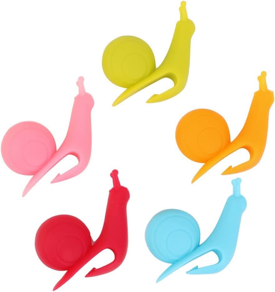 10-Pack Silicone Snail Tea Bag Clips - Cute Colorful Cup Edge Holders 