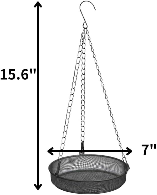 Wild Bird Feeder Tray - 7 InchHanging Steel Dish for Durable Outdoor Garden & Yard, Attracting Birds with Strong Mesh Platform and Chains - Ideal Gift for Dad
