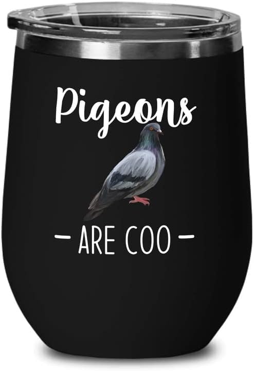 Bird Lover Black Edition Wine Tumbler 12oz - Pgeons are coo - Hummingb