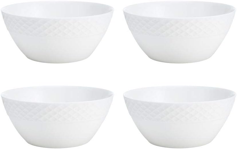 Mikasa Trellis Bone China 16-Piece Dinnerware Set, Service for 4, Whit