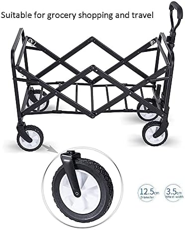 Portable Camping Cart,Trolleys, Folding Garden Trolley Cart Heavy Duty Wagon Multifunction Shopping Cart Load：60Kg