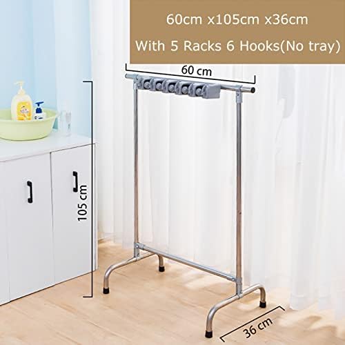 Movable Mop and Broom Holder - Space-Saving Drain Rack nizer for Wet M