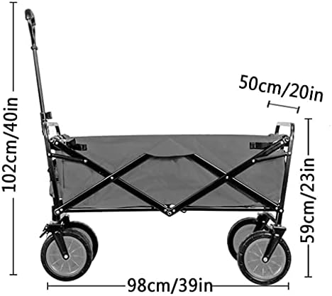 Folding Trolley Cart Outdoor Folding Utility Wagon Outdoor Foldable Cart Gardening Transport Truck with Brake All Terrain Transport Trolley Load-Bearing 100kg / 220lbs for Beach Picnic (Style 1)