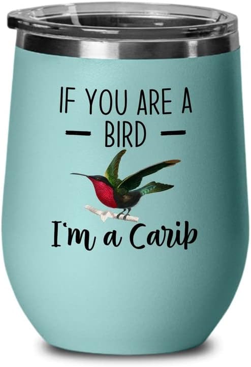 Bird Lover Teal Edition Wine Tumbler 12oz - Bird and Carib - Hummingbird Nest Cage Parrot Dad Gardening Outdoor Birdwatcher Feeder