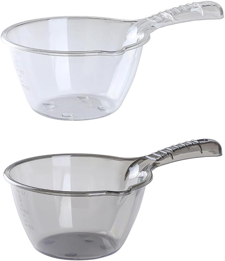 DOITOOL Multipurpose Plastic Water Scoop with Large Deep Bowl and Long Handle 11.81In Kitchen Ladle for Cooking and Garden Watering Easy to Clean 2 Pack