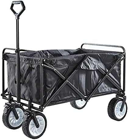 Trolleys, Outdoor Foldiutility Wagon 4 Wheeled Foldicampicart, Utility Garden Trolley, Portable Outdoor Handcart with Brake, for Beach Picnic, Load-Bea100Kg/220Lbs