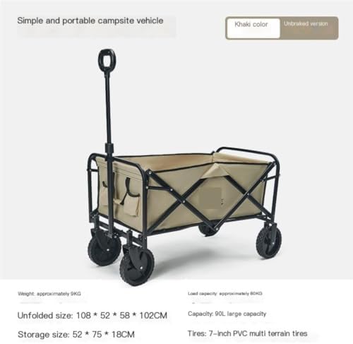 Portable Camping Cart,Portable Folding Beach Camping Trolley Cart for Off Road Adventures