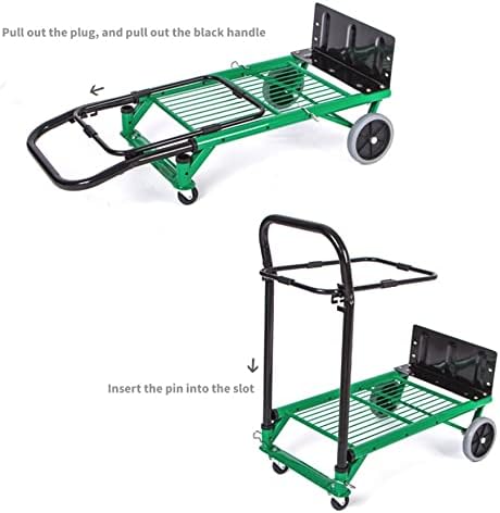 JSEIAJB Home Garden Folding Trolley Utility Wagon Foldable Trolley Grocery Cart Portable Trolley 4Wheel Multifunctional Forklift Trolley