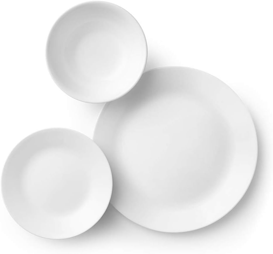 Corelle Livingware 18-Piece Dinnerware Set, Winter Frost White, Servic