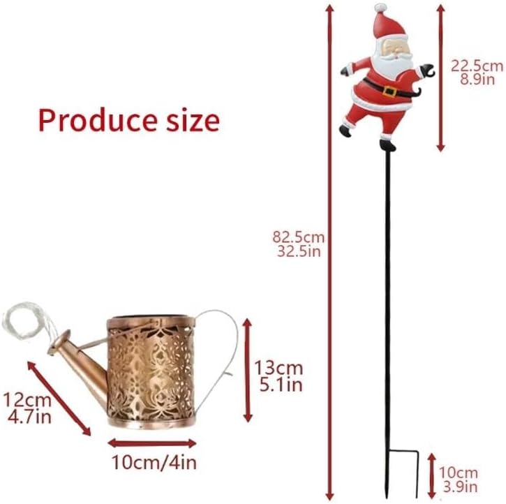 Solar Santa Kettle Light - Automatic Christmas Garden Decor with Warm White LED, Weather-Resistant Iron Construction (Warm White)