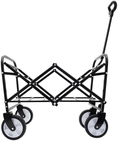 Heavy Duty Collapsible Wagon Cart - All-Terrain Foldable Utility Cart for Camping, Shopping, Sports, Gardening, Fishing - Expandable Design Supports 225lbs (Blue)