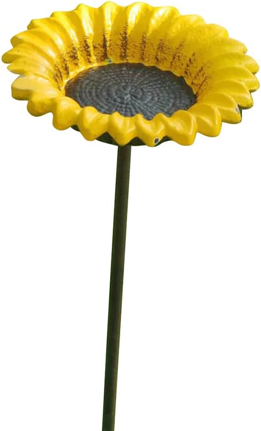 Heavy Duty Cast Iron Sunflower Bird Bath,30" H Handmade Bird Feeder Ga
