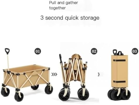 Portable Camping Cart,Outdoor Beach Camping Trolley Cart with Off Road Wheels for Picnics and Gatherings (Black)