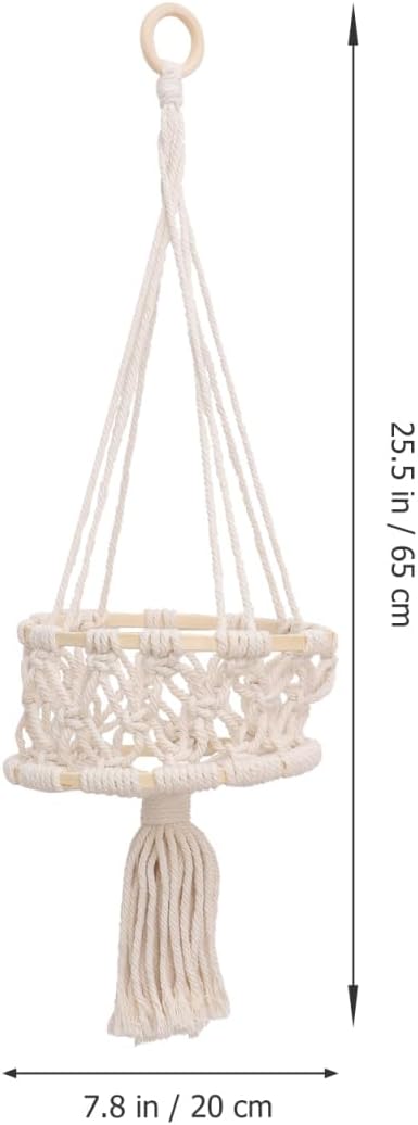 Cabilock Handwoven Cotton Rope Plant Hanging Holder Single Indoor Basket Decor for Wall Ornament Woven Rope Flower Pot for Home and Wedding Decoration
