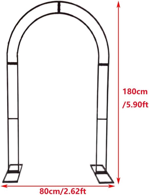 Large Metal Garden Arch - Wedding Ceremony Balloon Backdrop Stand, Outdoor Arbor Trellis for Climbing Plants, Easy Assembly, Black, 80x180cm (2.62x5.90ft)
