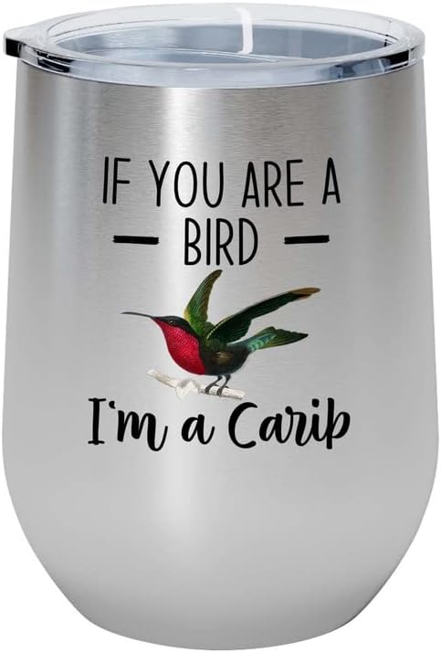 Bird Lover Silver Edition Wine Tumbler 12oz - Bird and Carib - Humming