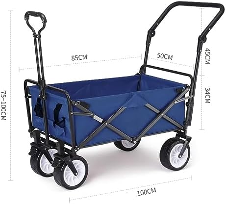 Portable Camping Cart,Heavy Duty Folding Wagon with 4 Wheels for Camping Beach and Fishing Outdoor Garden Cart and Shopping Trolley with Pull Handle for Festivals and Events